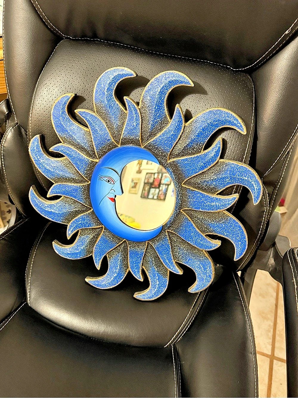 Blue Sunburst Wall Mirror purchased in Mexico
